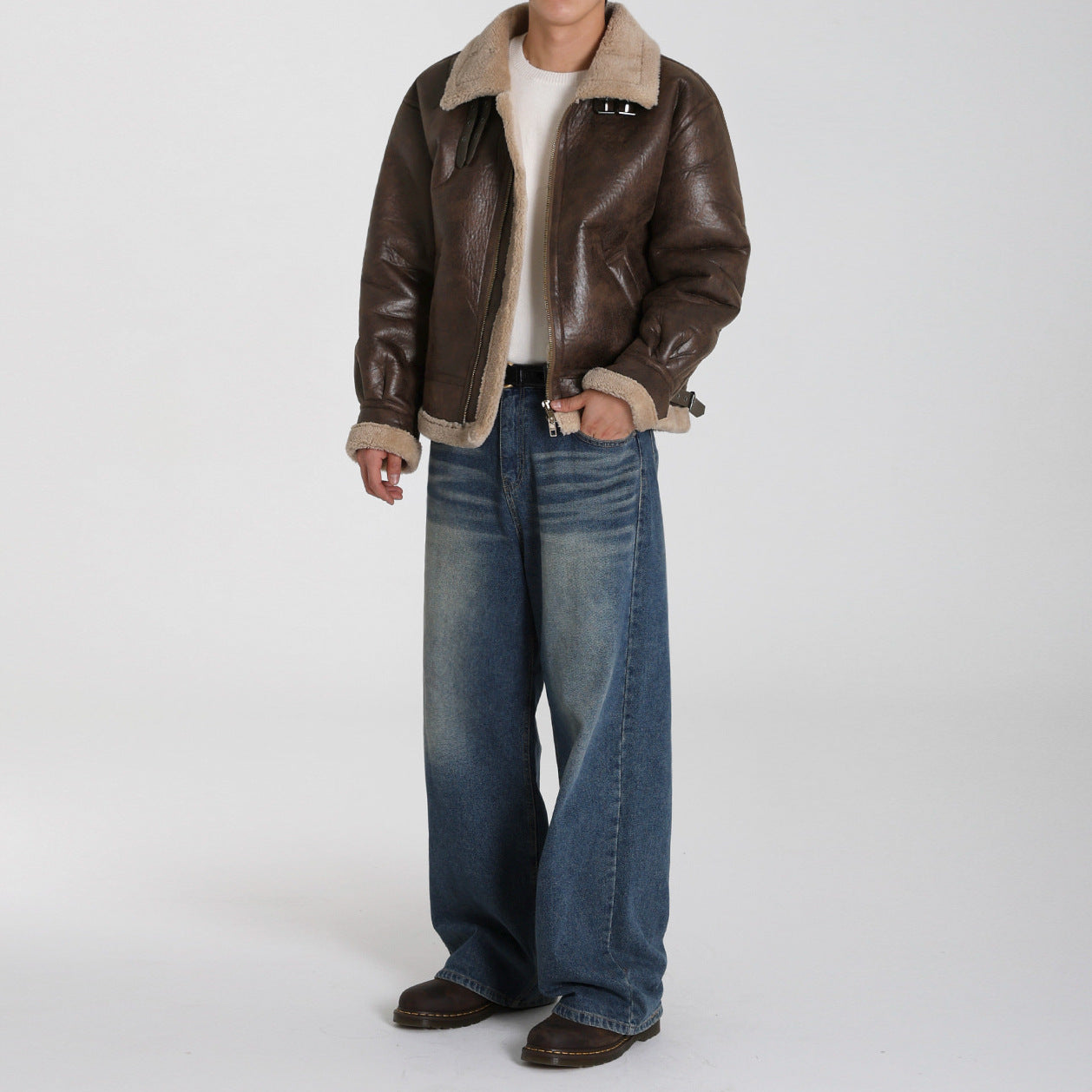 PU Leather Cotton Coat