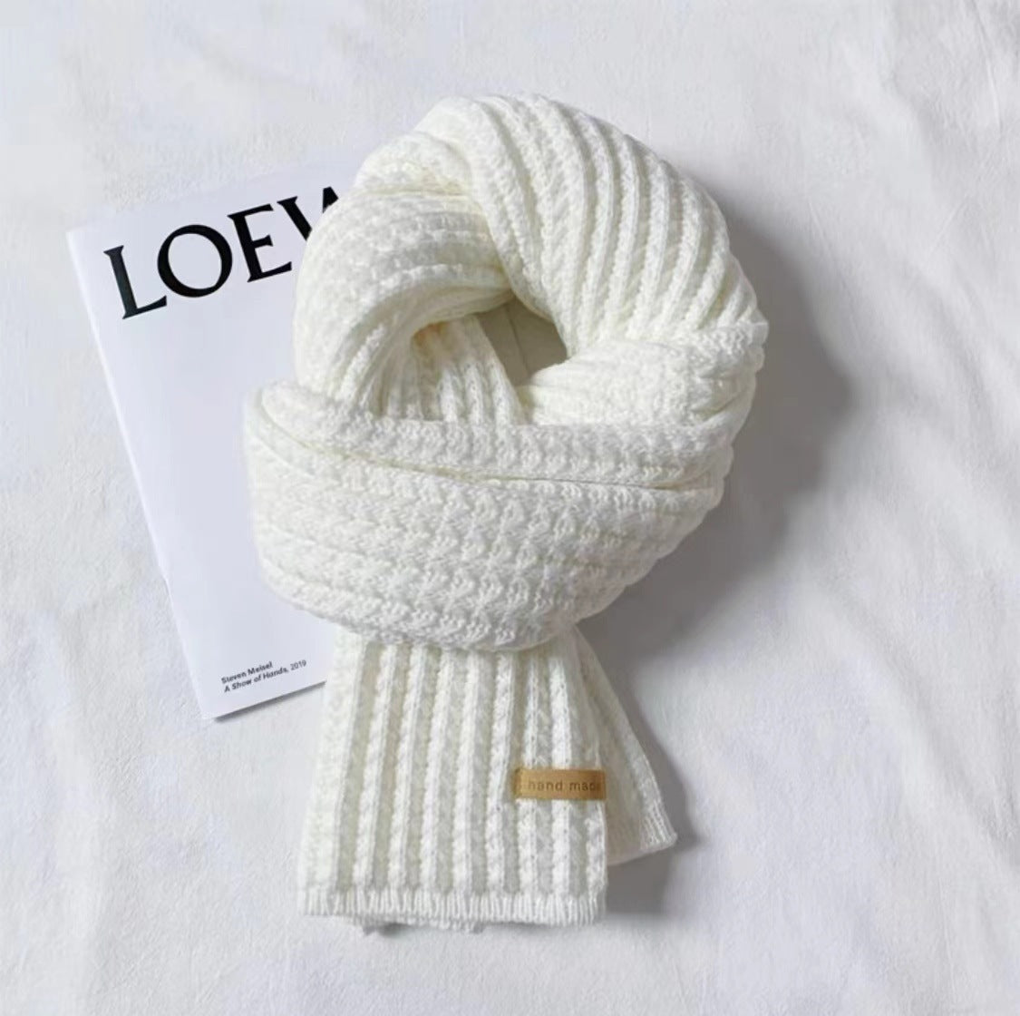 Autumn and winter neck scarf shawl, warm solid color knitted thick scarf