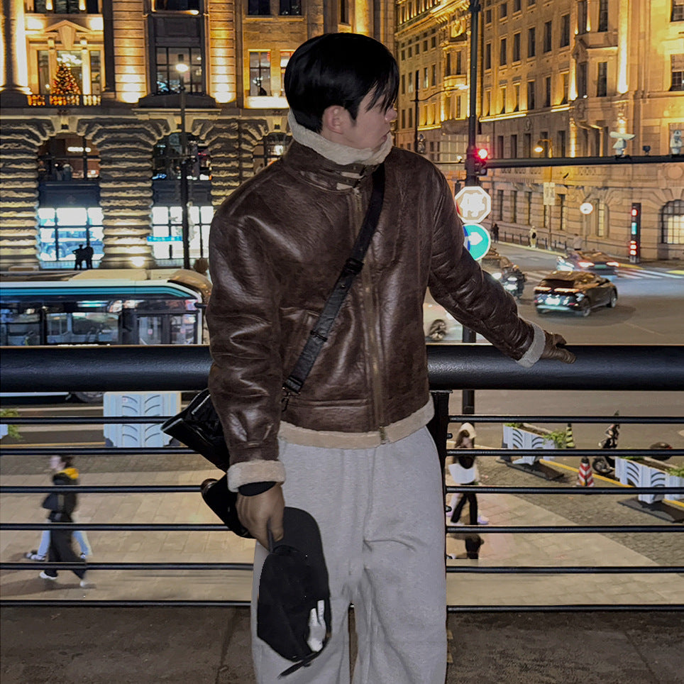 PU Leather Cotton Coat