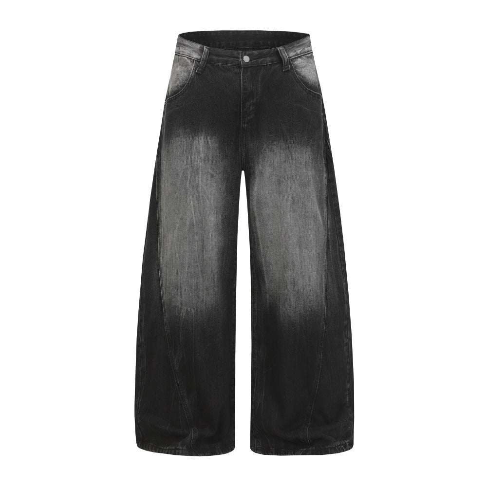 Color blocked polished and washed denim jeans