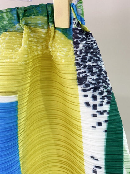 Female Casual Pleated Printed Pants For Women Summer New Loose Harlan Elastic Waist Color Block Trousers