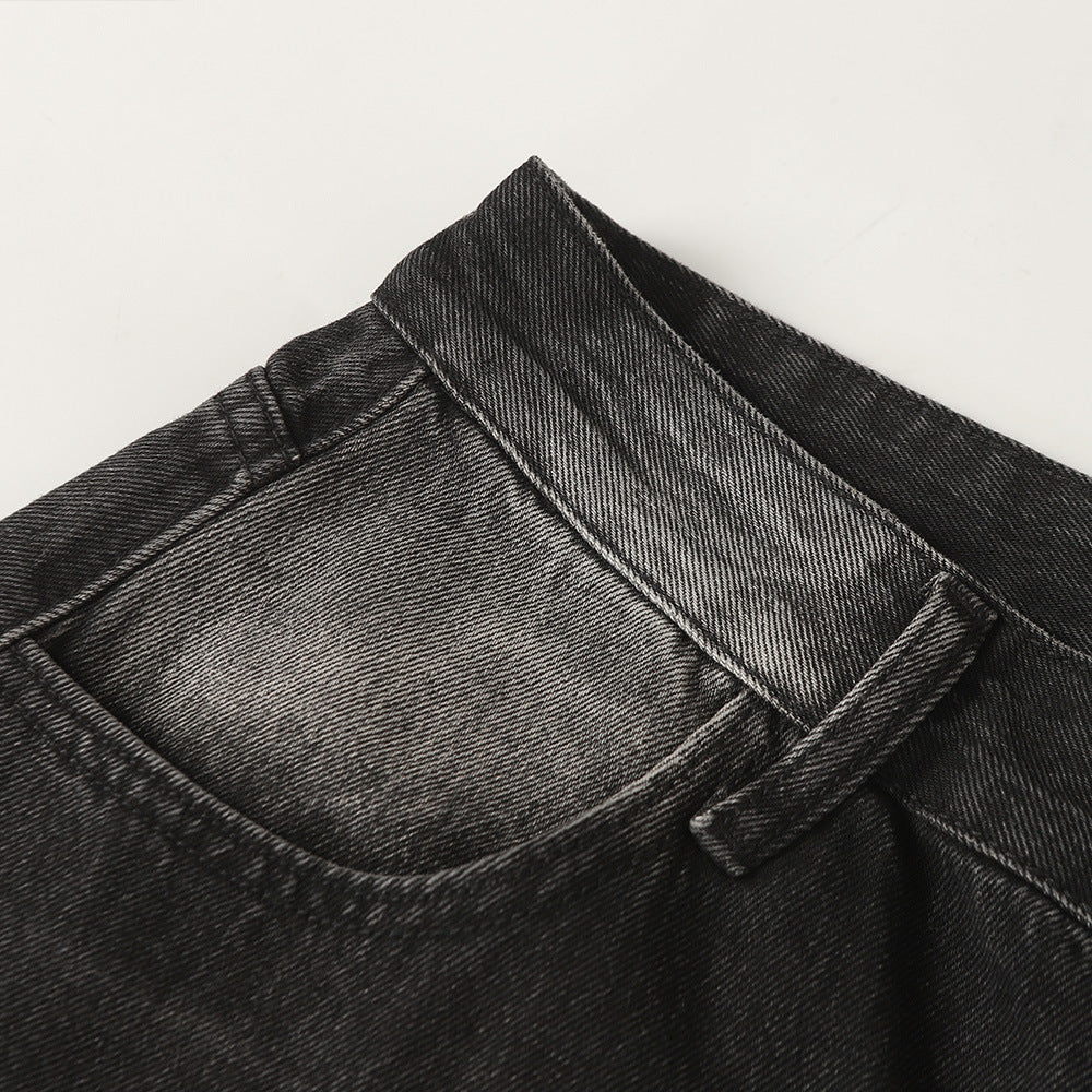 Color blocked polished and washed denim jeans