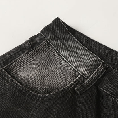 Color blocked polished and washed denim jeans