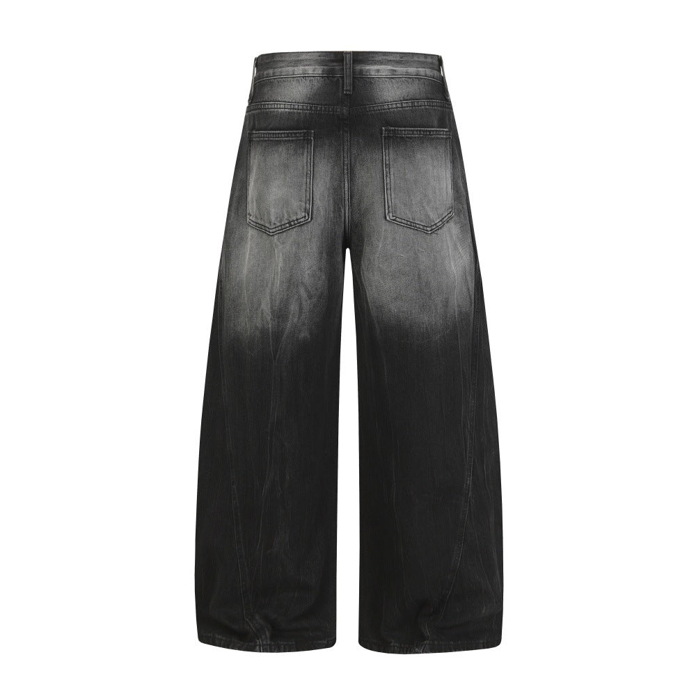 Color blocked polished and washed denim jeans