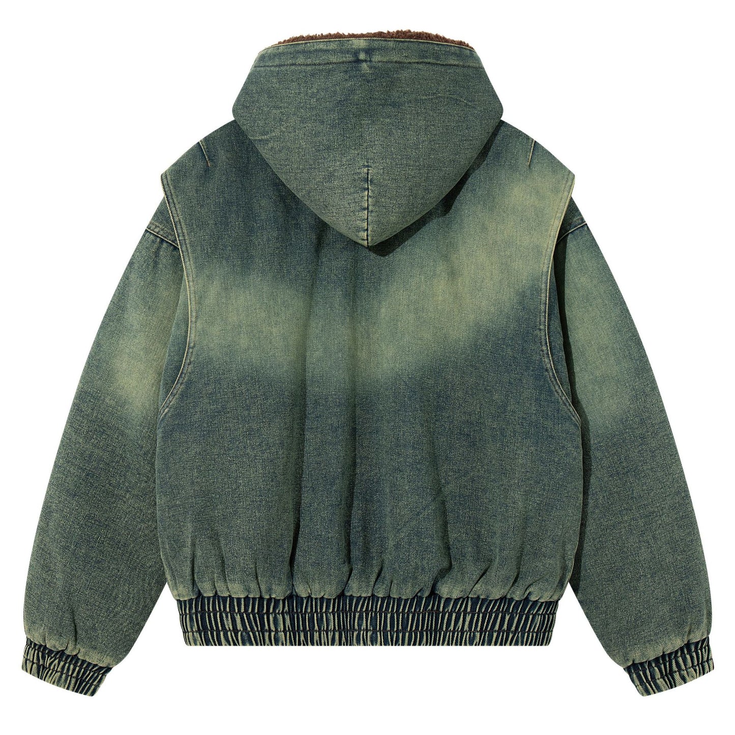 Gradient embroidered letter and velvet denim jacket