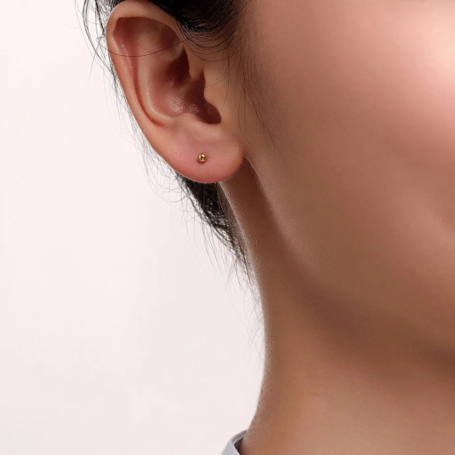 Real 18K Gold Stud Earrings