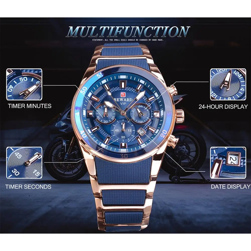 REWARD Multifunction Blue Men's Waterproof Multifunctional Quartz Watch