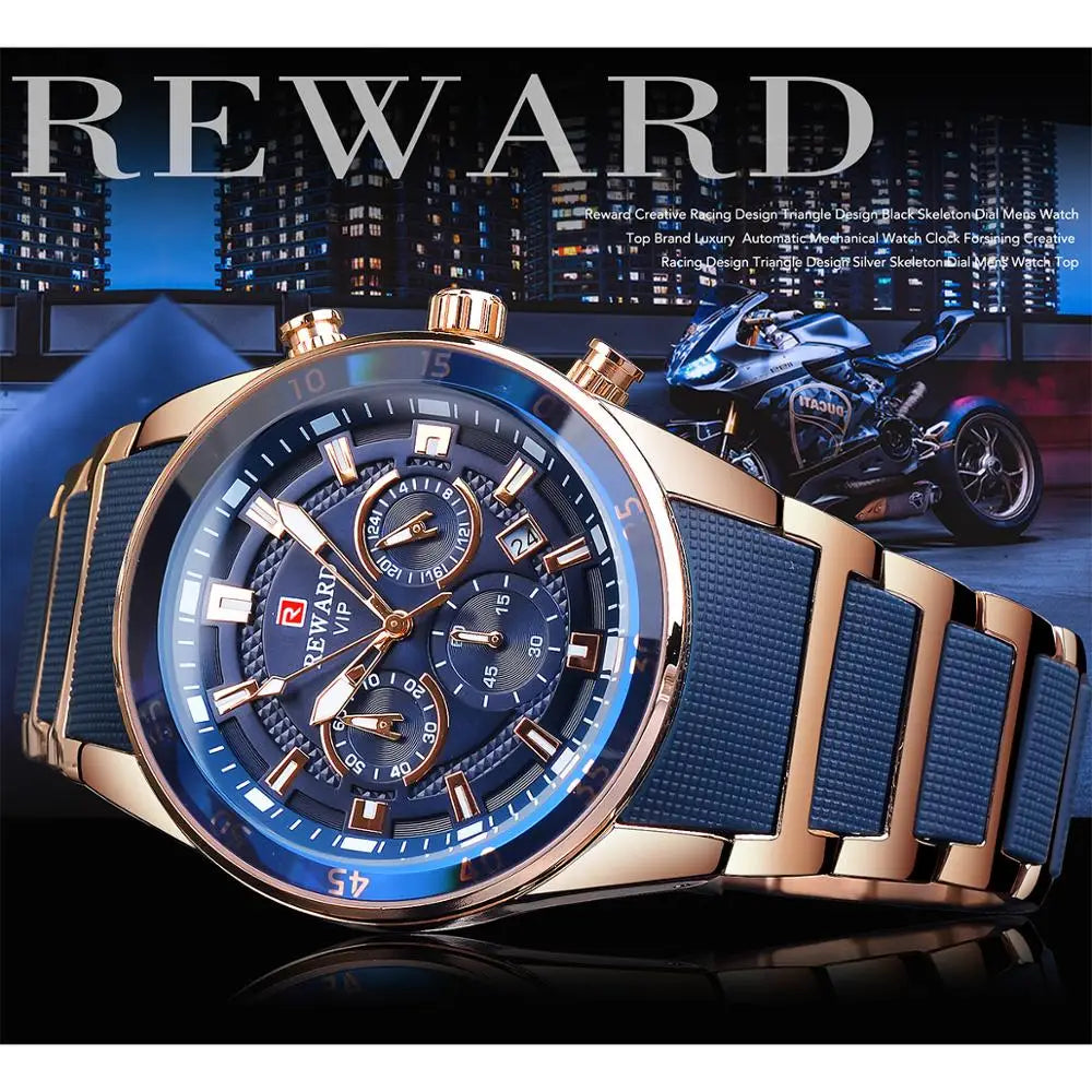 REWARD Multifunction Blue Men's Waterproof Multifunctional Quartz Watch