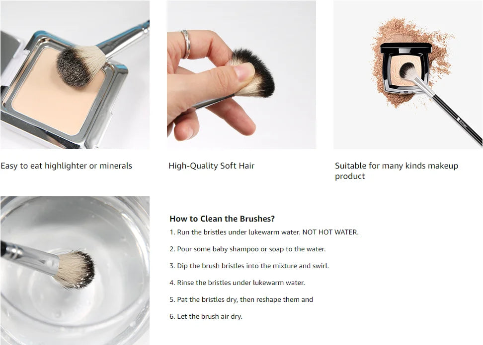 DUcare highlighter brush with soft bristles for applying highlight or minerals on the face