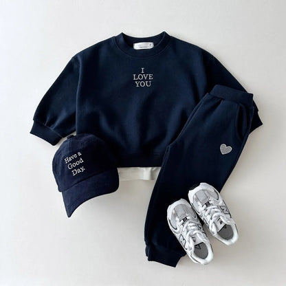 Urban Bear Sports Set – Toddler & Kids Korean Style Sweatshirt & Joggers (2-Piece)