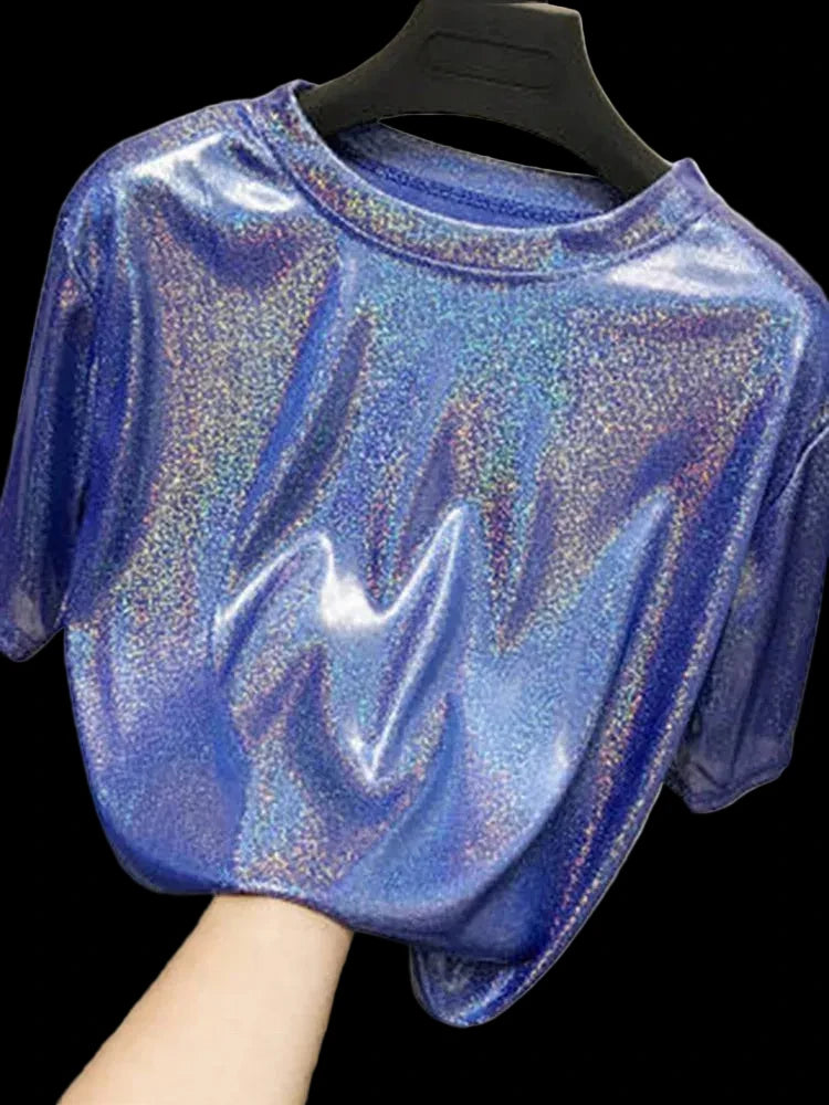 summer Bright Silk Shiny T-Shirt.