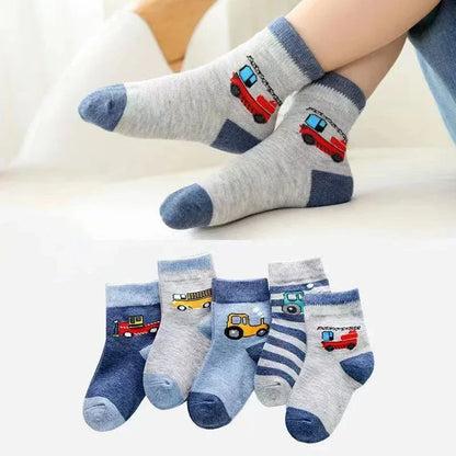 Luxurymania24 Boys Cotton Crew Socks|5 Pairs Set