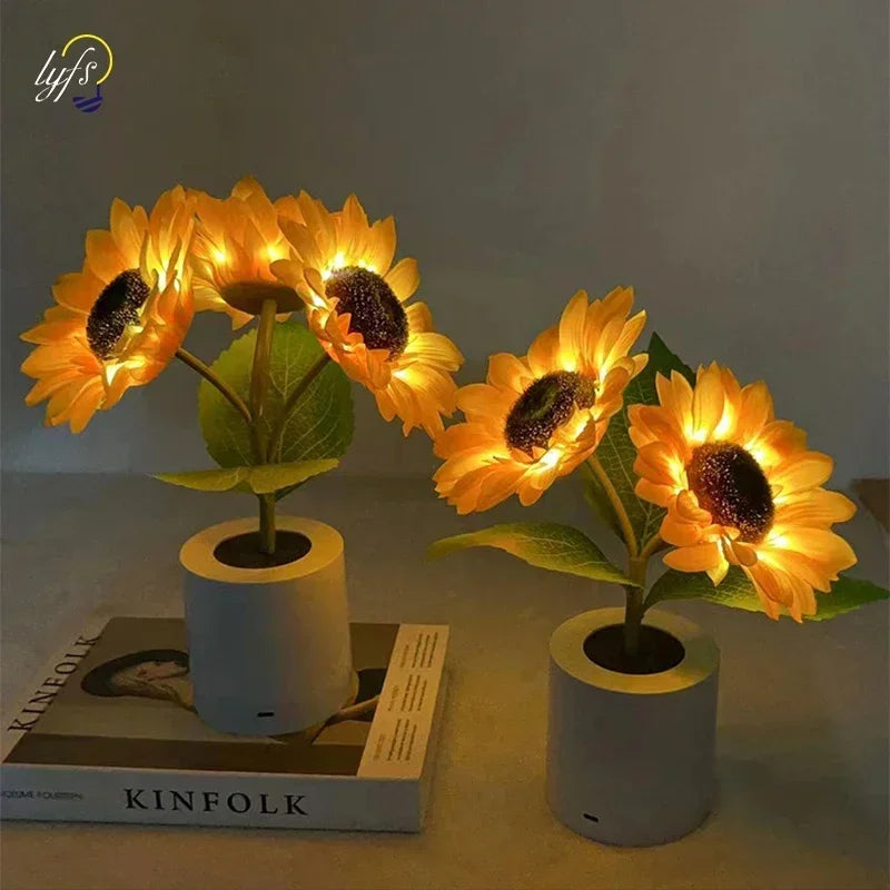 Floral Sunflower LED Night Light - Decorative Vibe Lamp for Bedroom & Holiday Accents