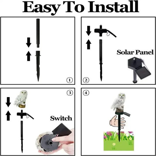 Solar Owl Garden Light - Waterproof Outdoor Animal LED Lamp for Garden & Path Decor