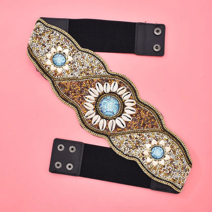 Luxurymania24 Hand-Beaded Boho Flower Waist Belt For Women