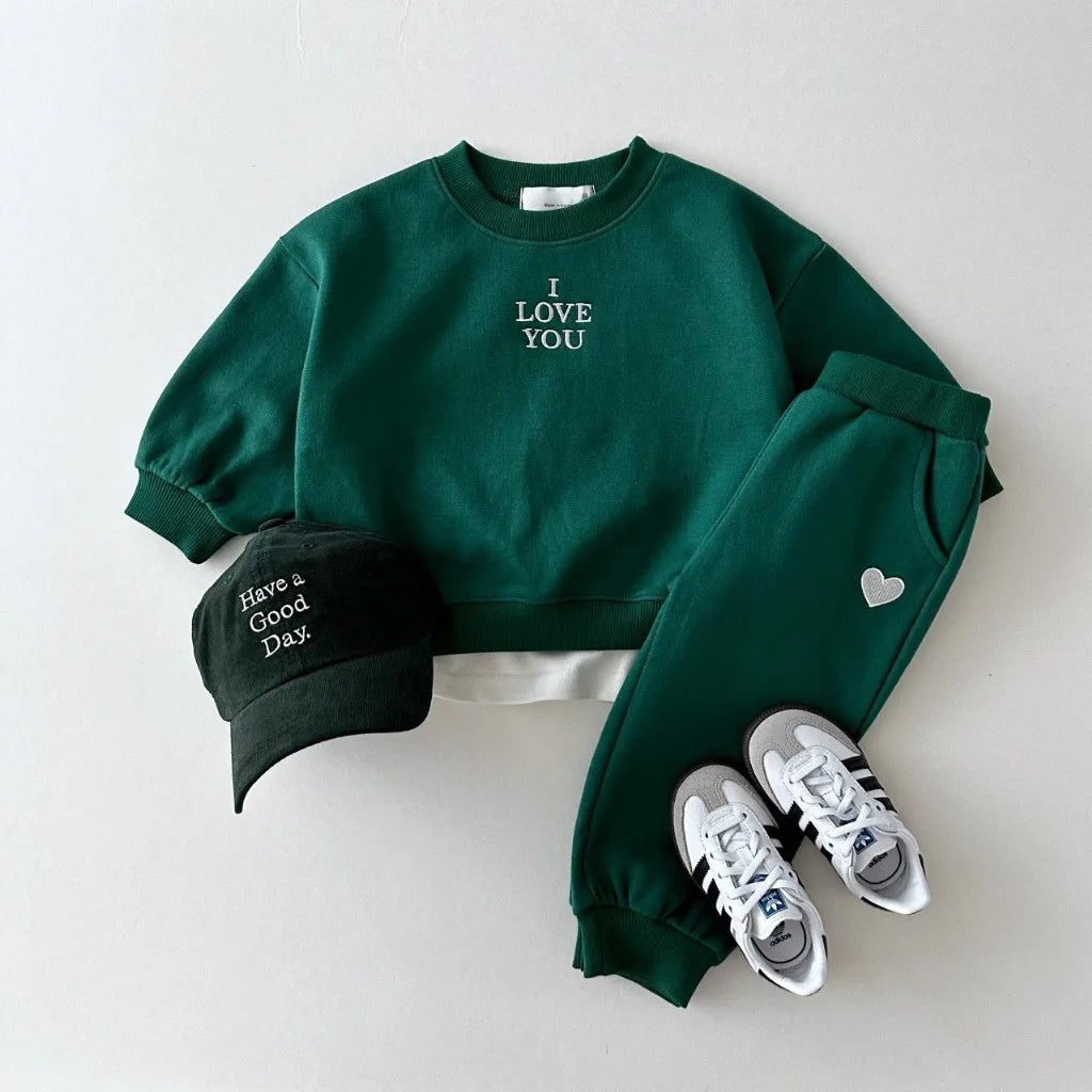 Urban Bear Sports Set – Toddler & Kids Korean Style Sweatshirt & Joggers (2-Piece)