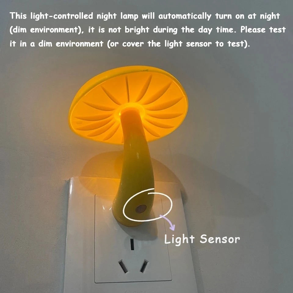 Enchanted Mushroom Smart Night Light – Light-Sensing LED Wall Lamp for Home & Holiday
