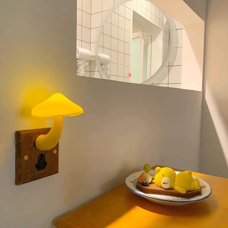 Enchanted Mushroom Smart Night Light – Light-Sensing LED Wall Lamp for Home & Holiday