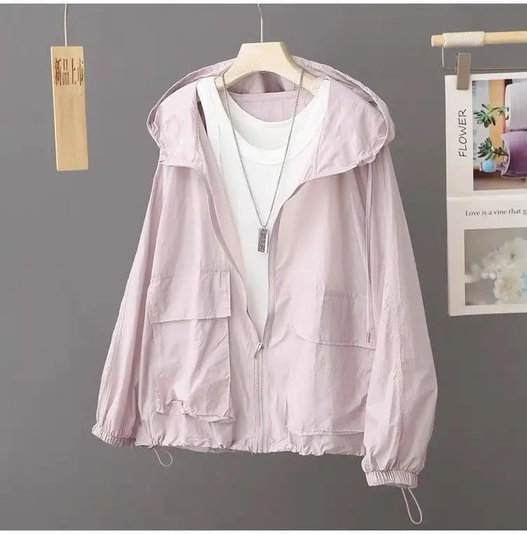 Aura Lightweight Sunscreen Windbreaker – Breathable Summer Outdoor Hooded Jacket