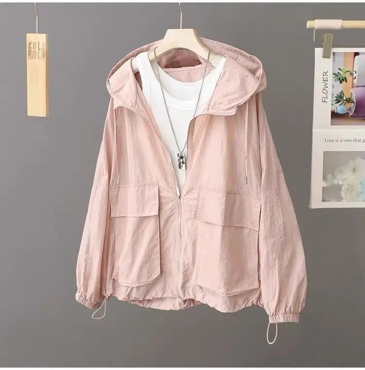 Aura Lightweight Sunscreen Windbreaker – Breathable Summer Outdoor Hooded Jacket