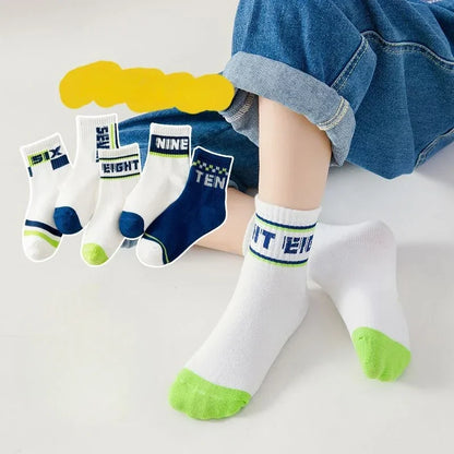 Luxurymania24 Boys Cotton Crew Socks|5 Pairs Set