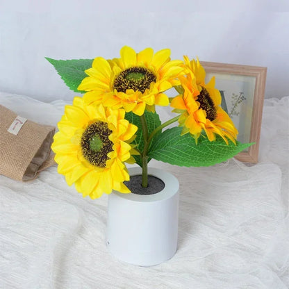 Floral Sunflower LED Night Light - Decorative Vibe Lamp for Bedroom & Holiday Accents