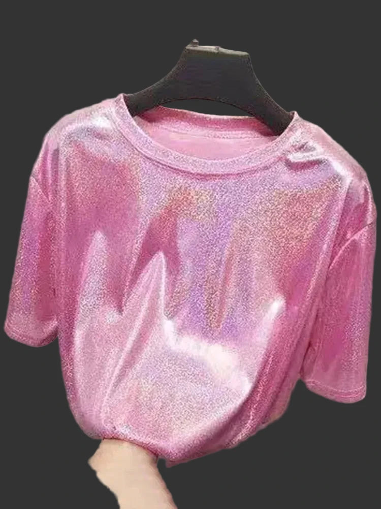 summer Bright Silk Shiny T-Shirt.