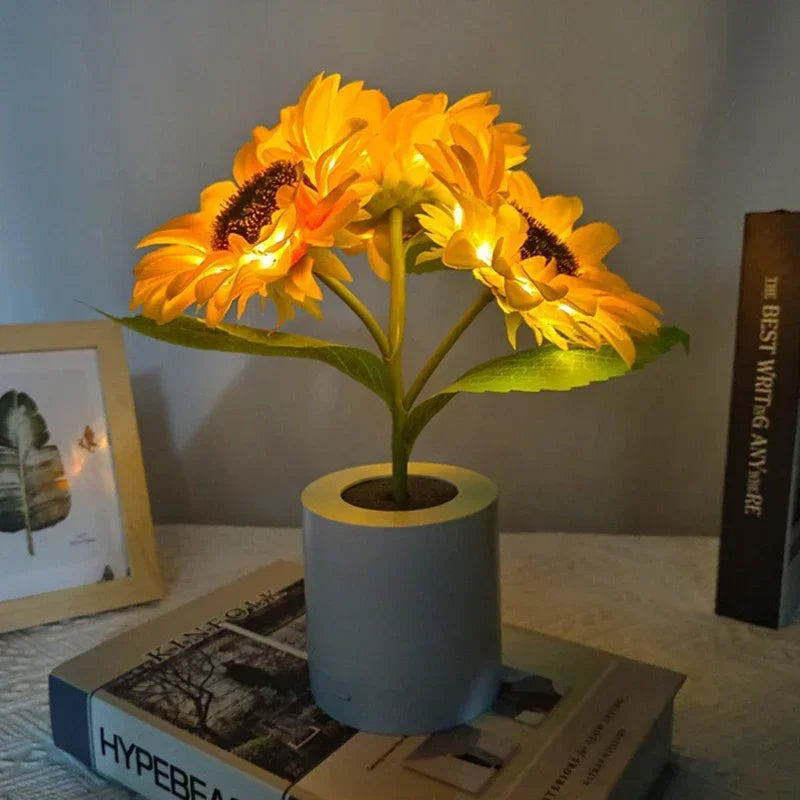 Floral Sunflower LED Night Light - Decorative Vibe Lamp for Bedroom & Holiday Accents