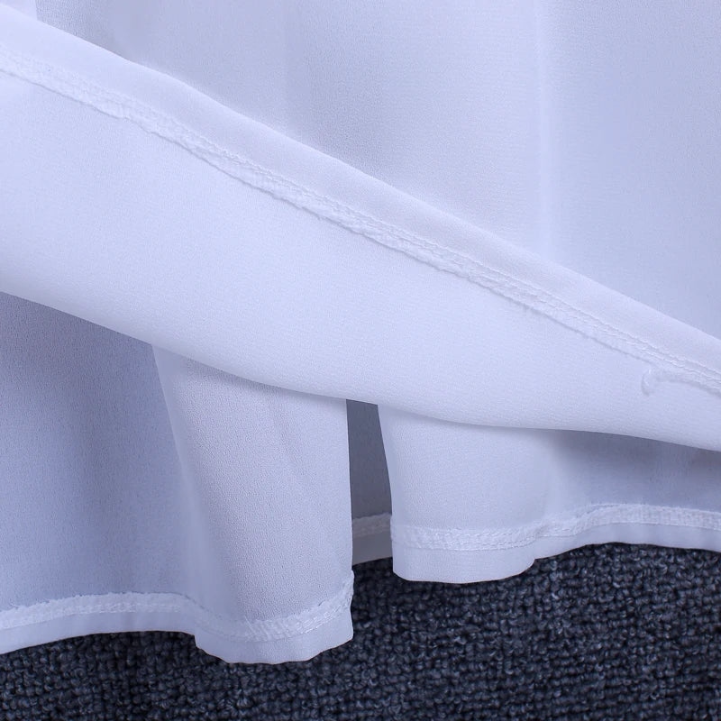 Lace Trim Chiffon Blouse - Women’s V-Neck Loose Casual Summer Shirt