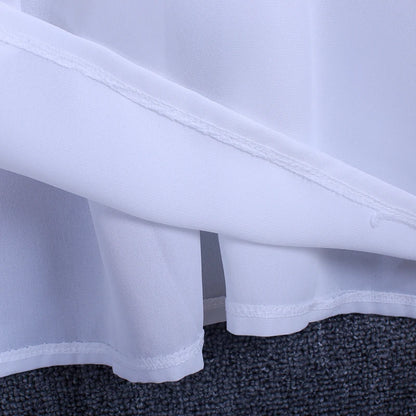 Lace Trim Chiffon Blouse - Women’s V-Neck Loose Casual Summer Shirt