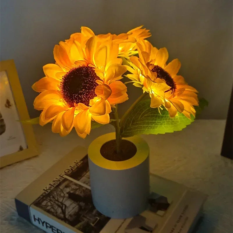 Floral Sunflower LED Night Light - Decorative Vibe Lamp for Bedroom & Holiday Accents