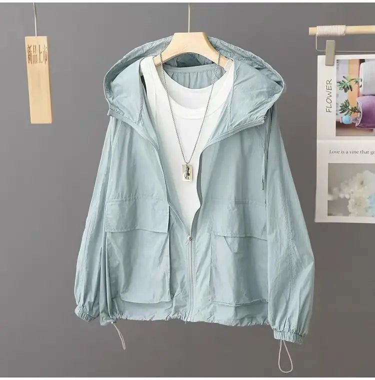 Aura Lightweight Sunscreen Windbreaker – Breathable Summer Outdoor Hooded Jacket