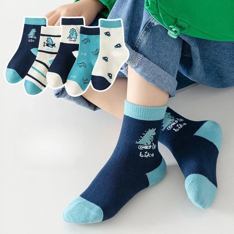 Luxurymania24 Boys Cotton Crew Socks|5 Pairs Set