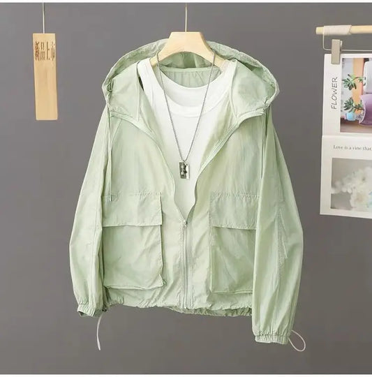 Aura Lightweight Sunscreen Windbreaker – Breathable Summer Outdoor Hooded Jacket