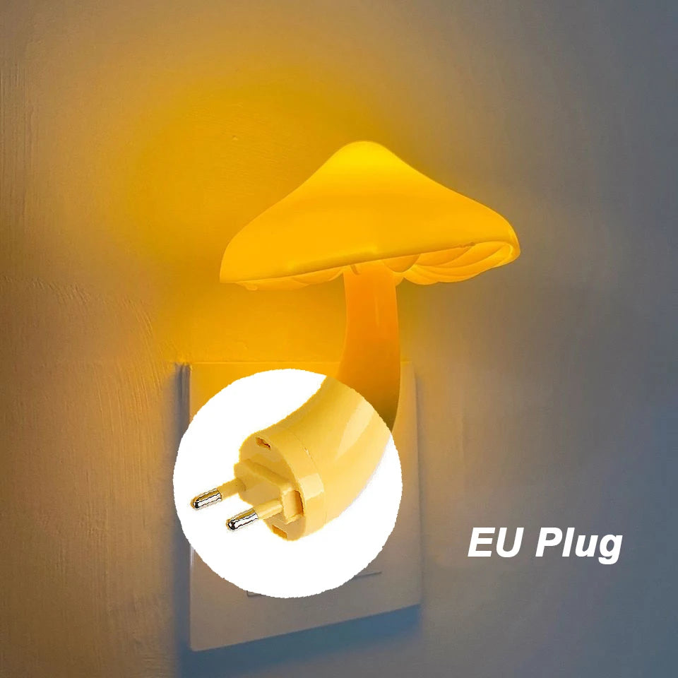 Enchanted Mushroom Smart Night Light – Light-Sensing LED Wall Lamp for Home & Holiday