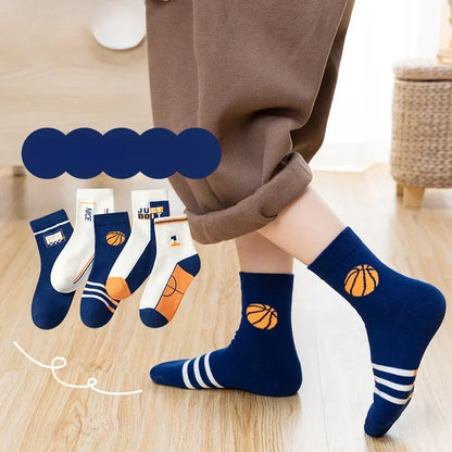 Luxurymania24 Boys Cotton Crew Socks|5 Pairs Set