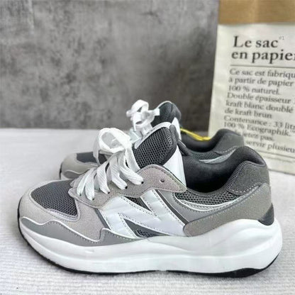 Ape Shark Grey Casual Shoes grey mesh and suede trainers with white chunky sole and lace up design for everyday wear