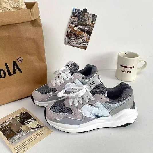 Ape Shark Grey Casual Shoes grey mesh and suede trainers with white laces chunky white sole for everyday wear