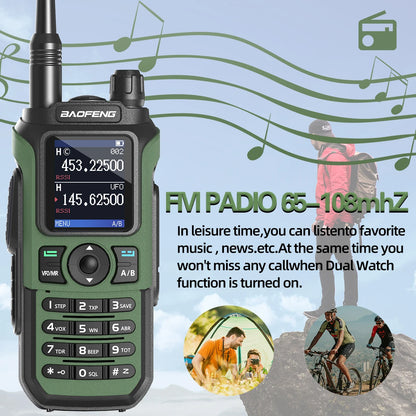 Baofeng UV 21 Pro walkie talkie with dual watch function and FM radio for outdoor leisure and communication
