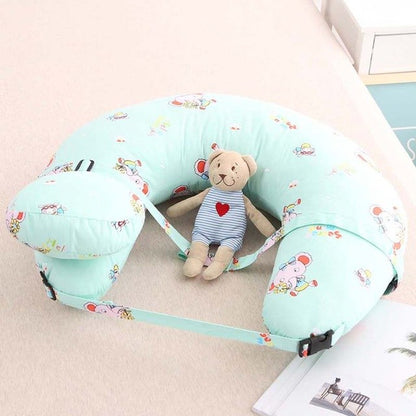 Multifunctional Nursing Pillow mint green U shaped breastfeeding support with adjustable strap and toy bear