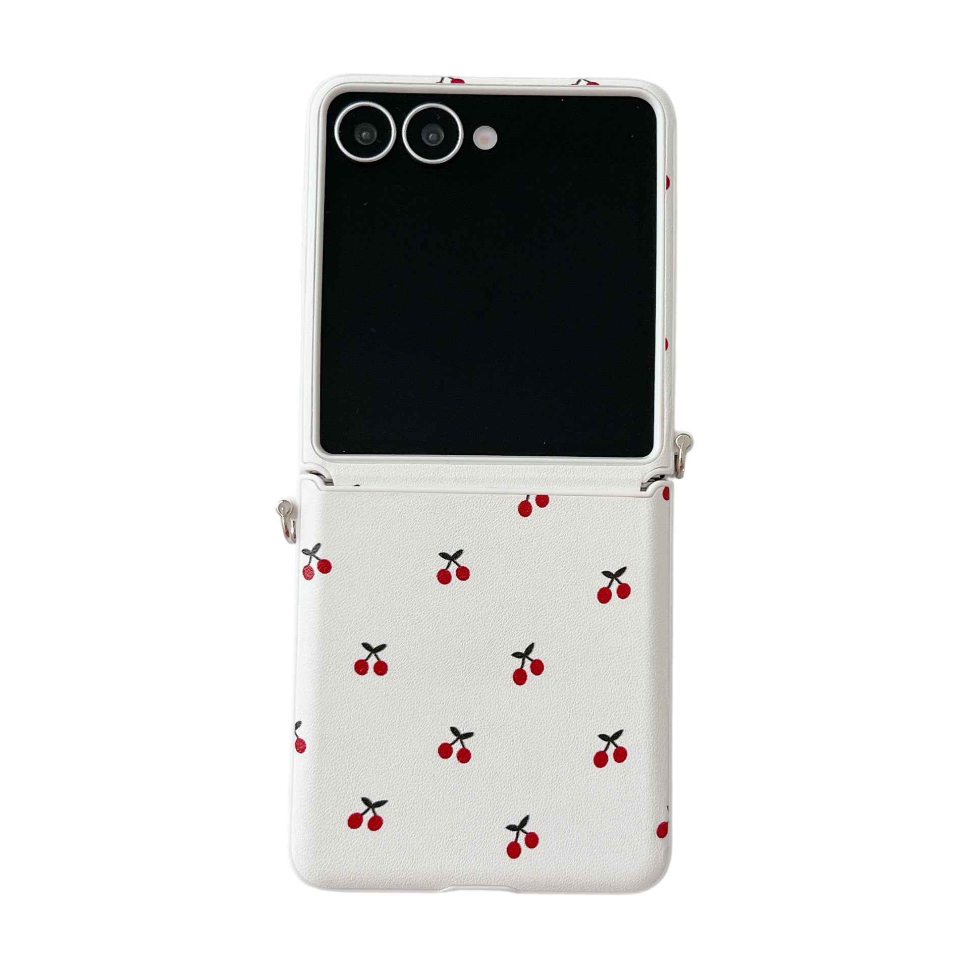 White Cherry Phone Case For Oppo Huawei slim foldable protective cover with red cherry print on white