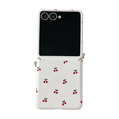 White Cherry Phone Case For Oppo Huawei slim foldable protective cover with red cherry print on white