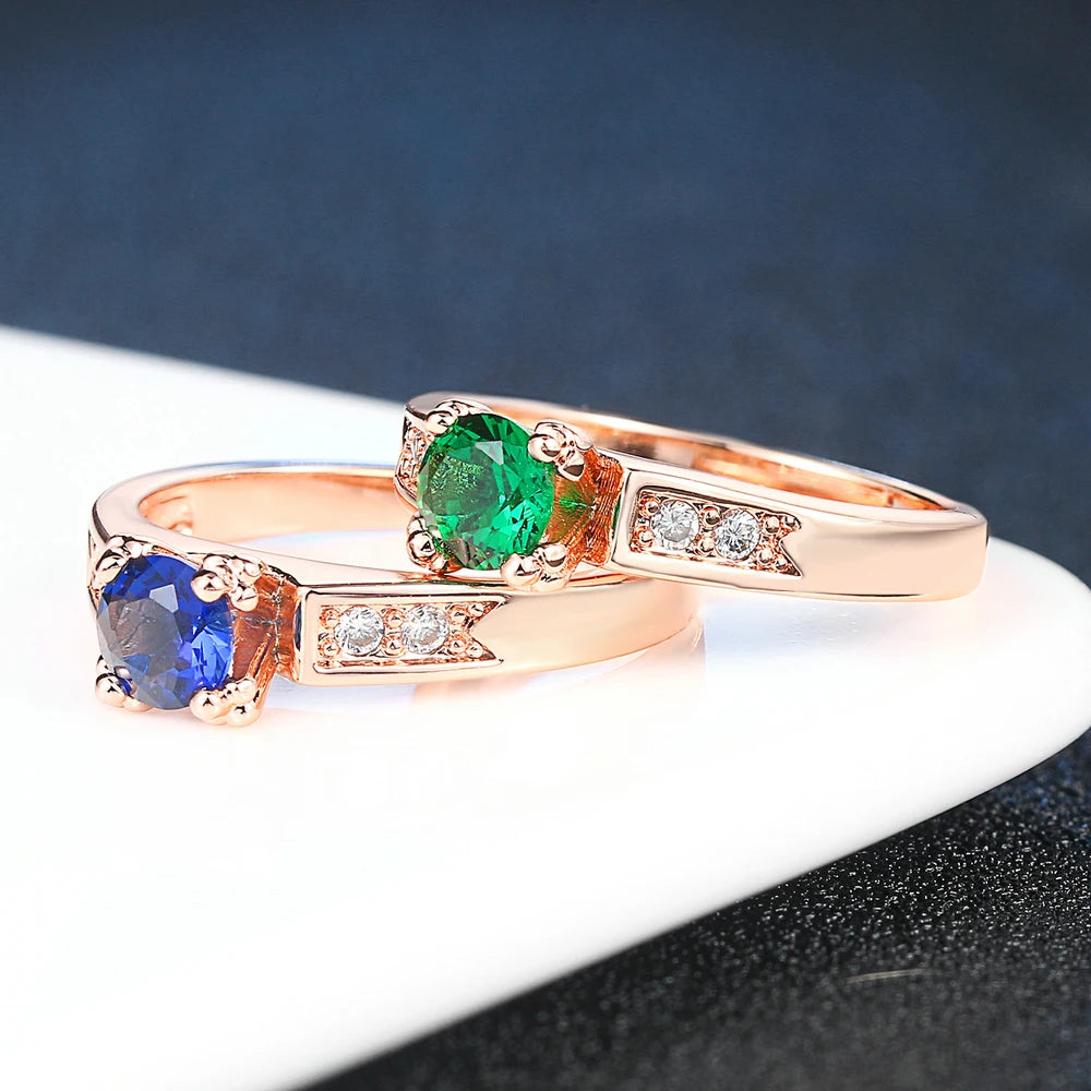 Luxurymania24 cubic zirconia wedding ring for women featuring vibrant green and blue stones