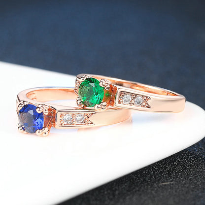 Luxurymania24 cubic zirconia wedding ring for women featuring vibrant green and blue stones