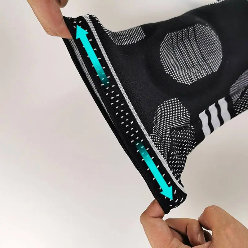 Close-up of detachable elastic knee support sleeve showcasing adjustable fit and stylish design