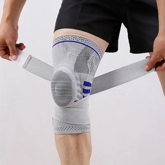 Detachable elastic knee support sleeve being fitted for optimal comfort and support during activities