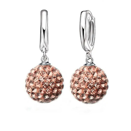 Elegant rose gold drop earrings adorned with sparkling crystals for a stylish jewellery accessory