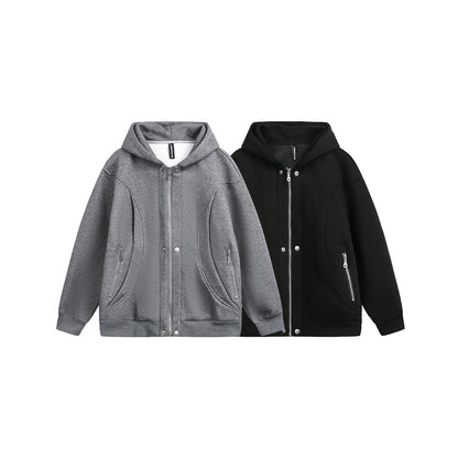 Eprolo High Street Loose Fit sweatshirt in grey and black hooded zip jackets with front pockets