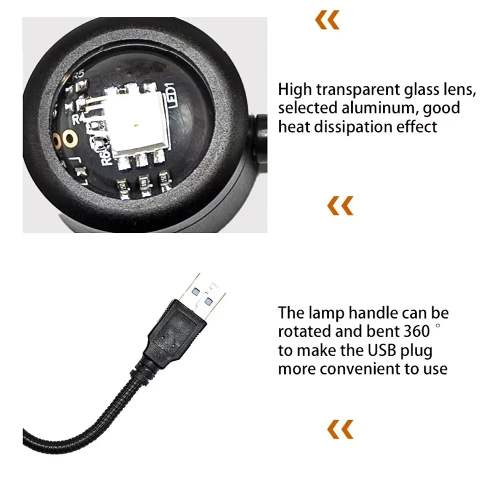 Black USB bedroom mood light with durable aluminum body