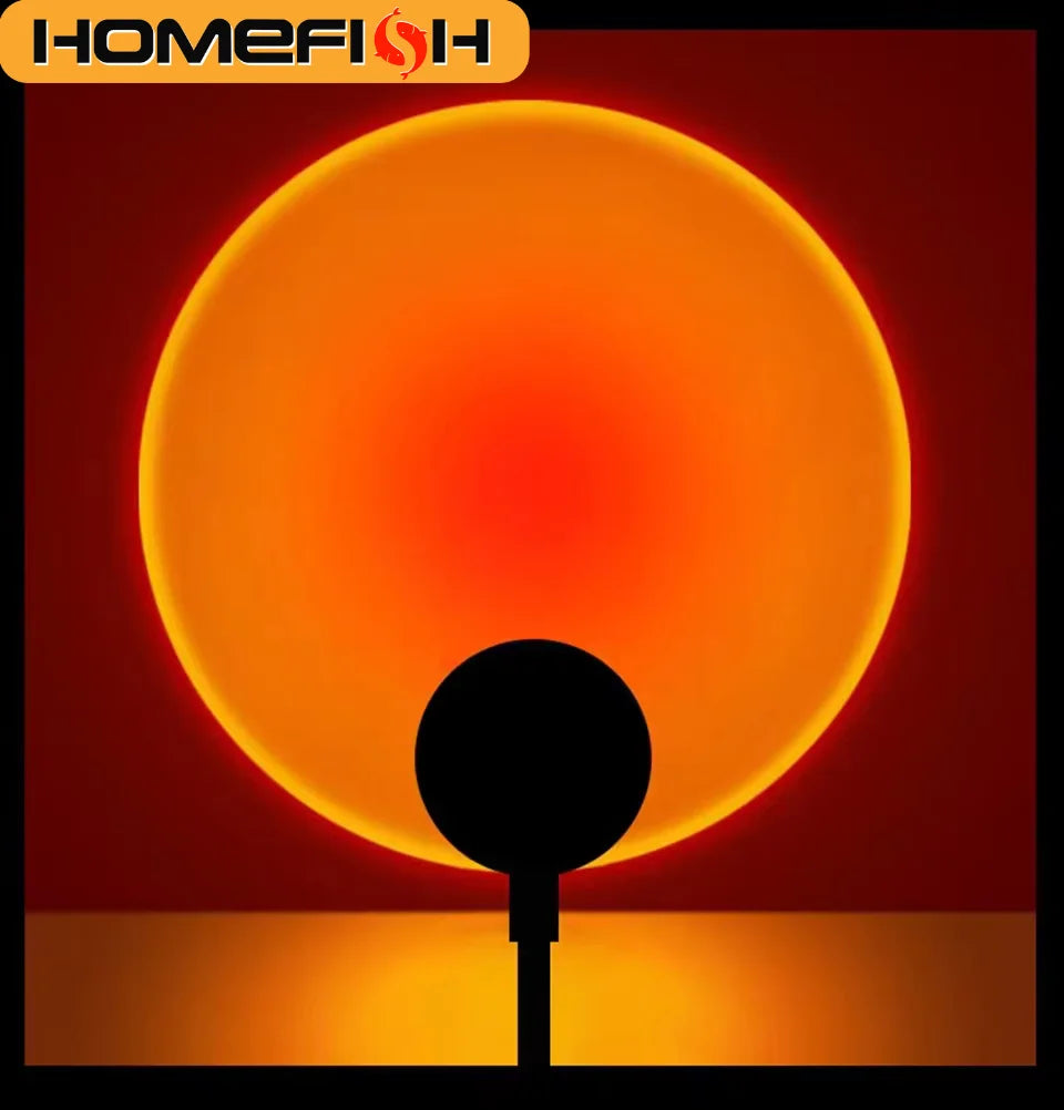Round orange bedroom mood light with a sleek design
